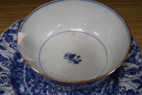 18th century Chinese porcelain: a blue and white plate, a bowl and an Imari teapot and cover